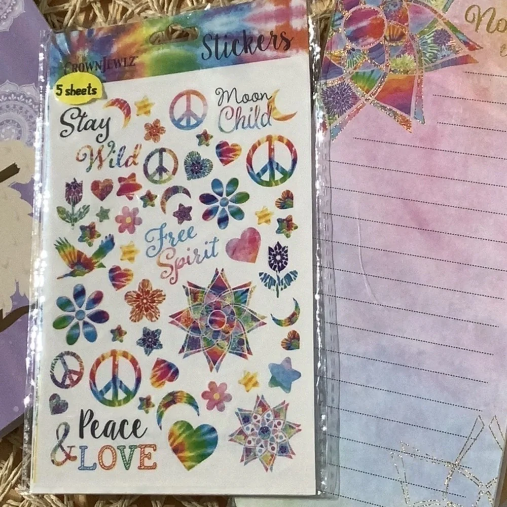 Boutique - 4pcs BOHO stationery Set peace love free spirit yoga namaste llama